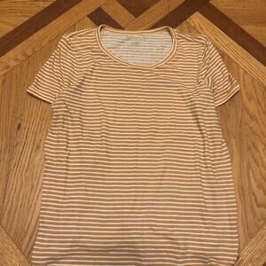 (XL) American Eagle Yellow and White Striped Short Sleeve